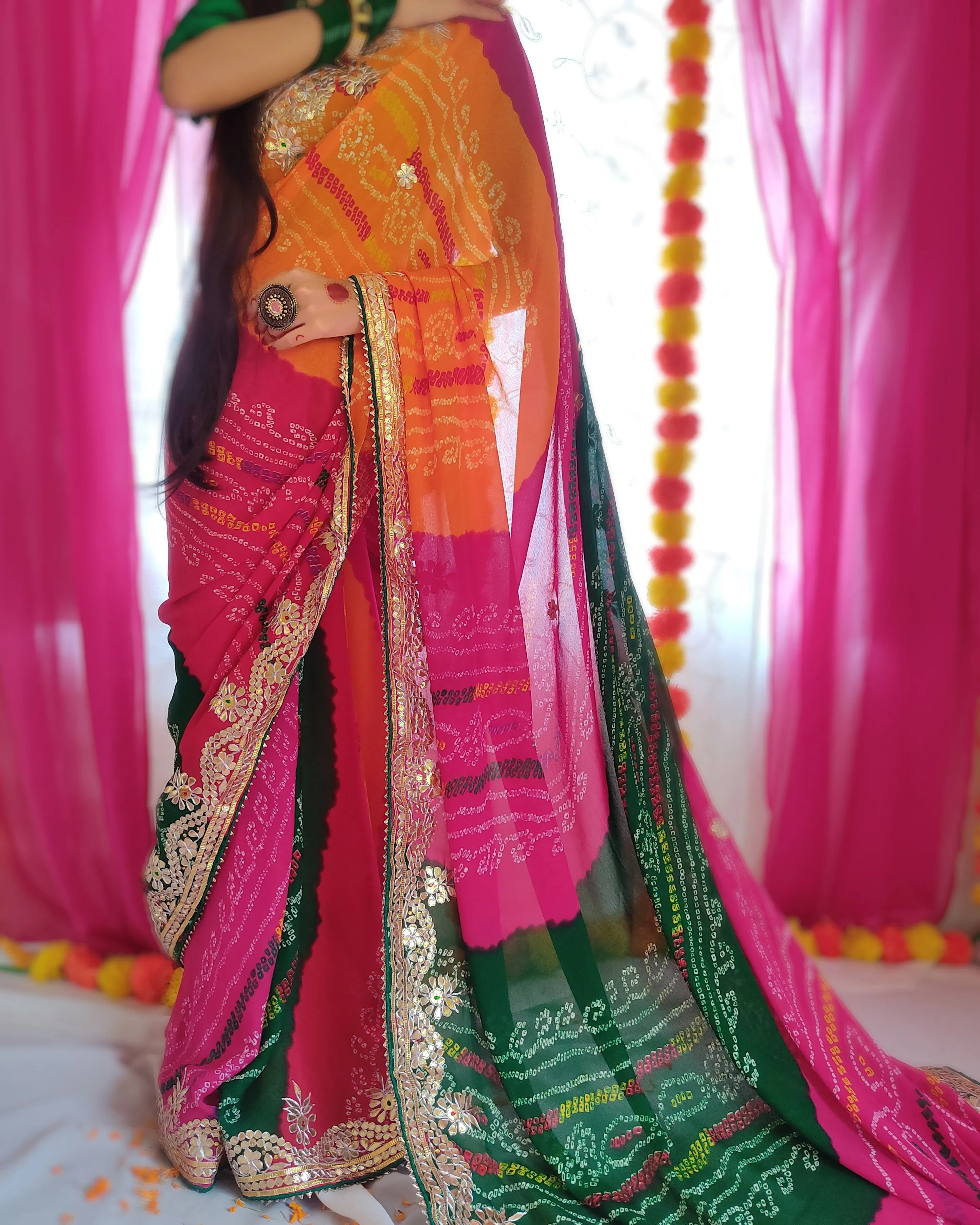 Multi Color Bandhej Saree
