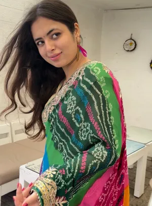 Multi Color Bandhej Saree