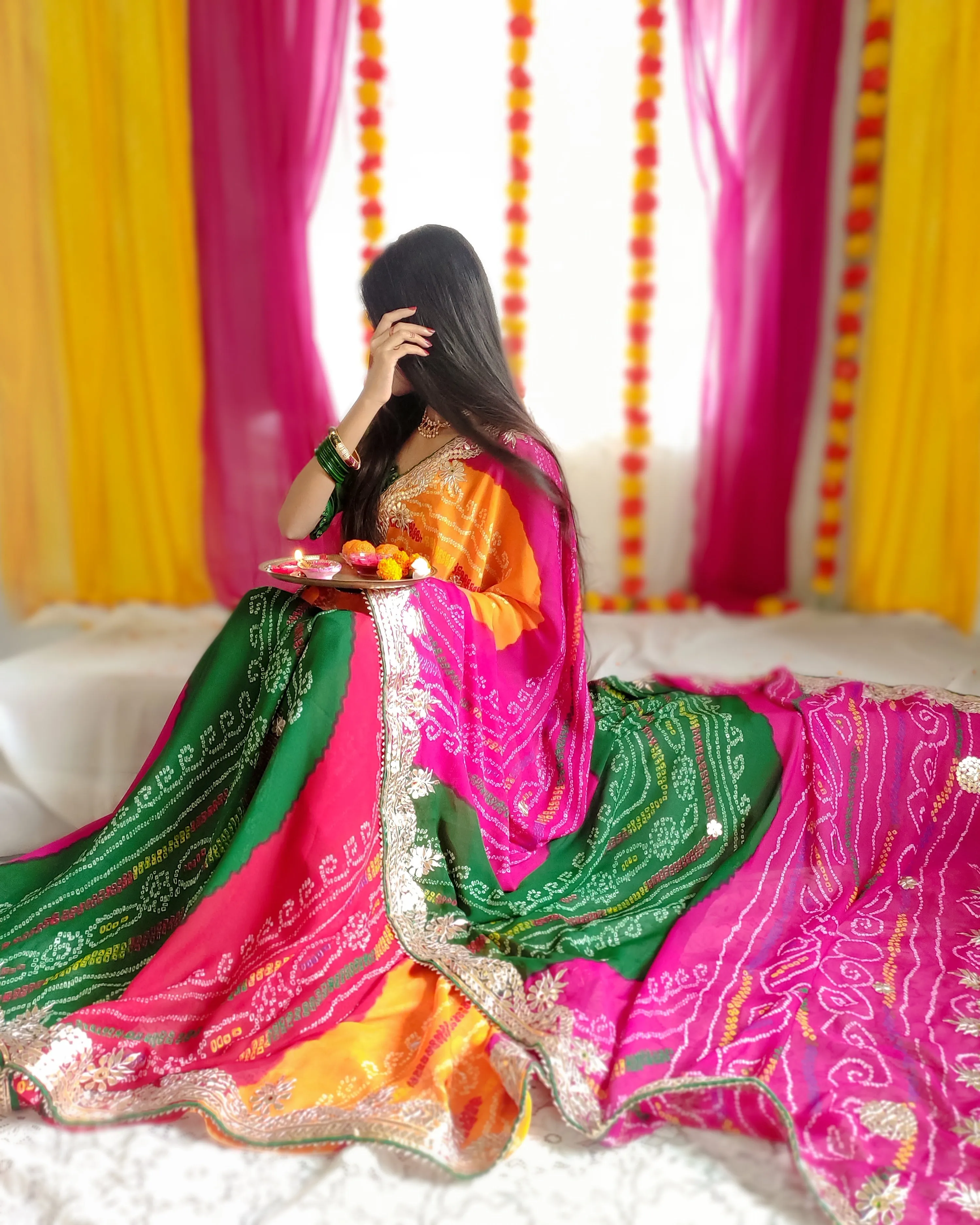 Multi Color Bandhej Saree