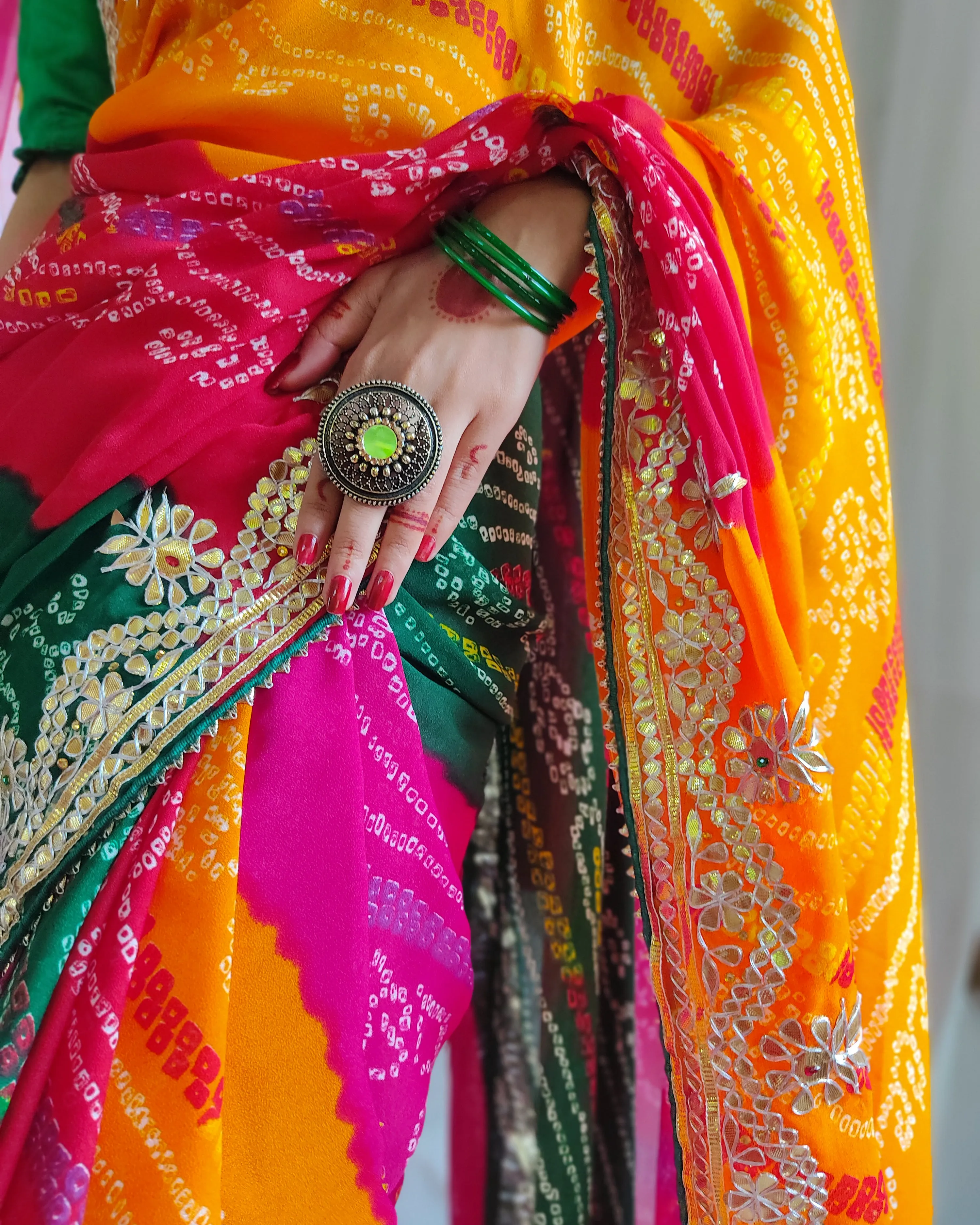 Multi Color Bandhej Saree