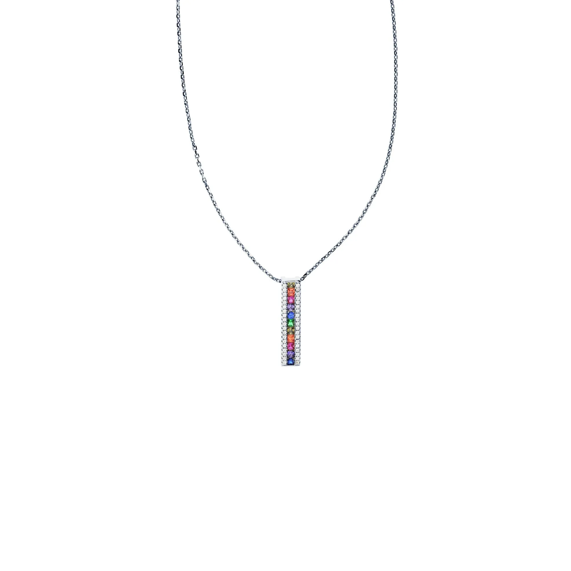 Multi-Color Bar Necklace (Silver)