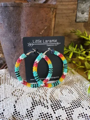 Multi-color Beaded Hoop Earrings