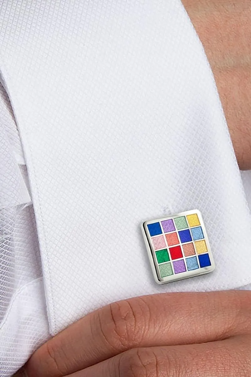 Multi Color Checkerboard Cufflinks