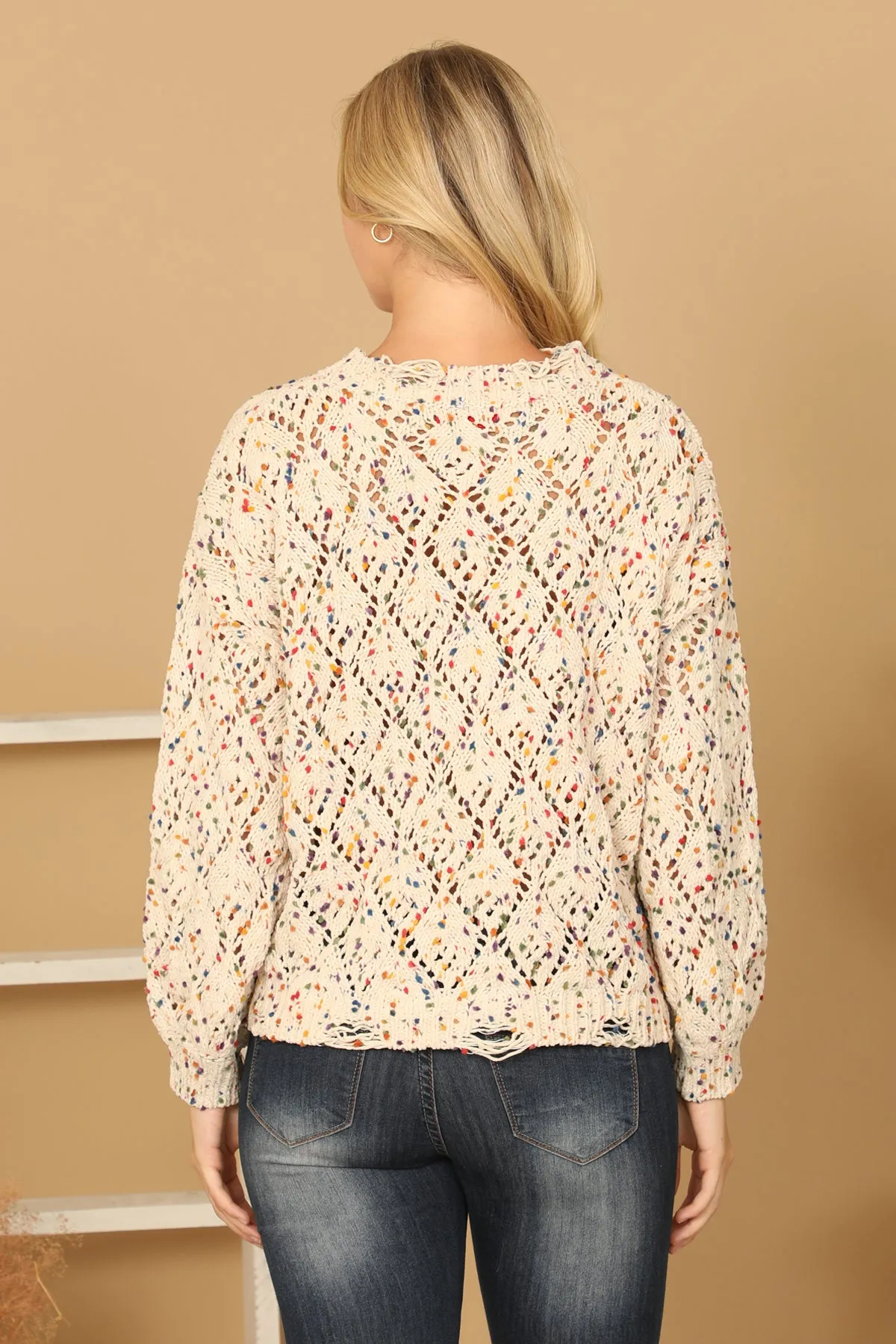 MULTI COLOR CROCHET SWEATER
