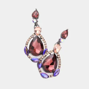 Multi-Color Crystal and Rhinestone Teardrop Pageant Earrings  | Prom Earrings | 413532
