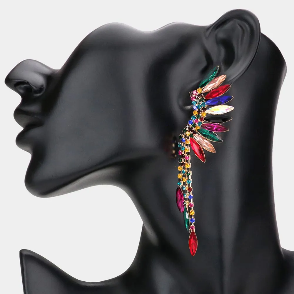 Multi-Color Crystal Angel Wing Pageant Earrings | Prom Earrings | 440182