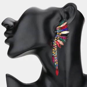 Multi-Color Crystal Angel Wing Pageant Earrings | Prom Earrings | 440182