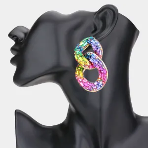 Multi-Color Crystal Stone Link Fun Fashion Earrings  | Pageant Earrings | 559842