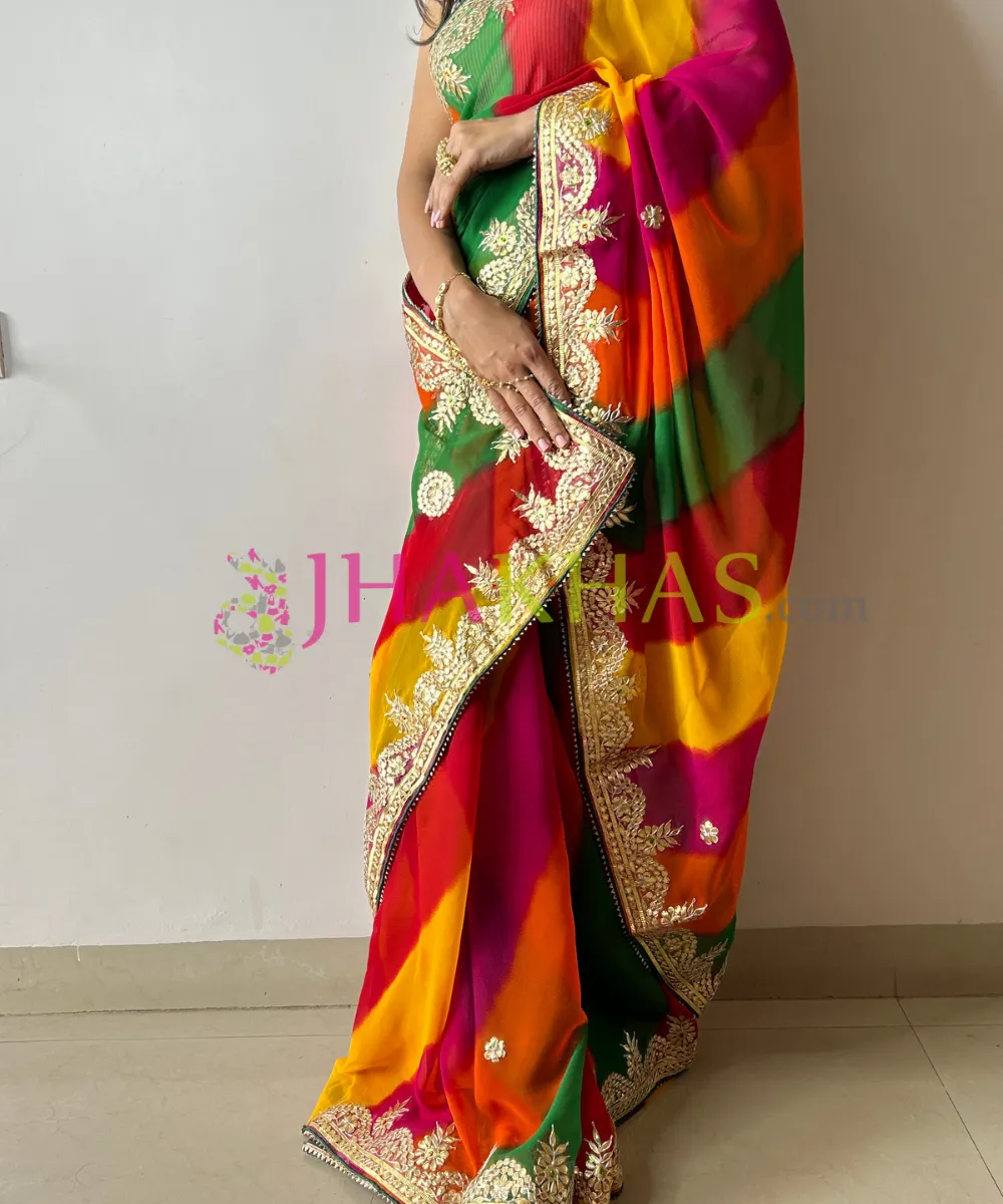 Multi Color Leheriya Saree