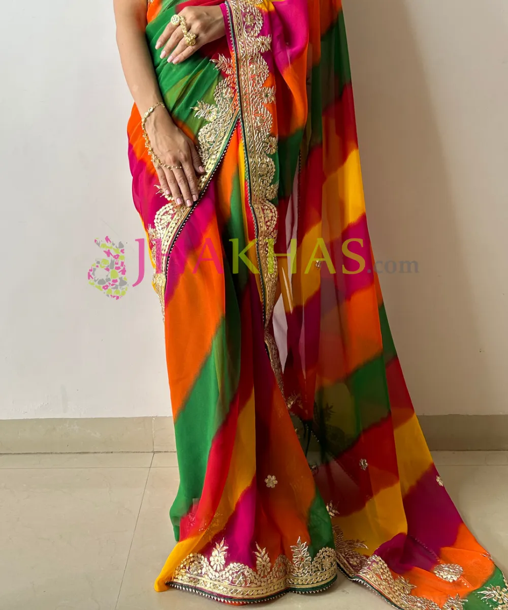 Multi Color Leheriya Saree