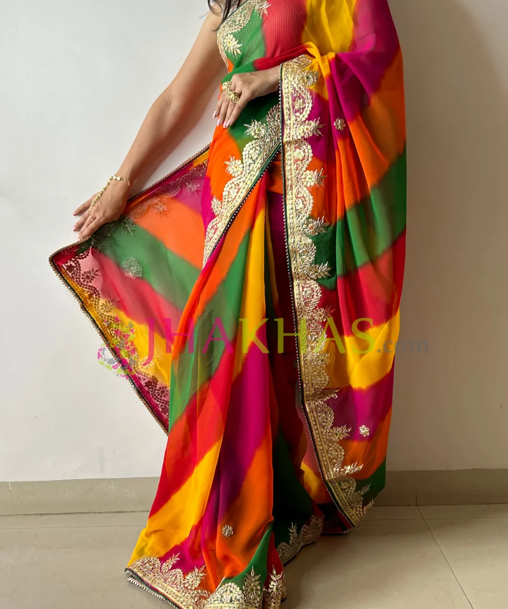 Multi Color Leheriya Saree