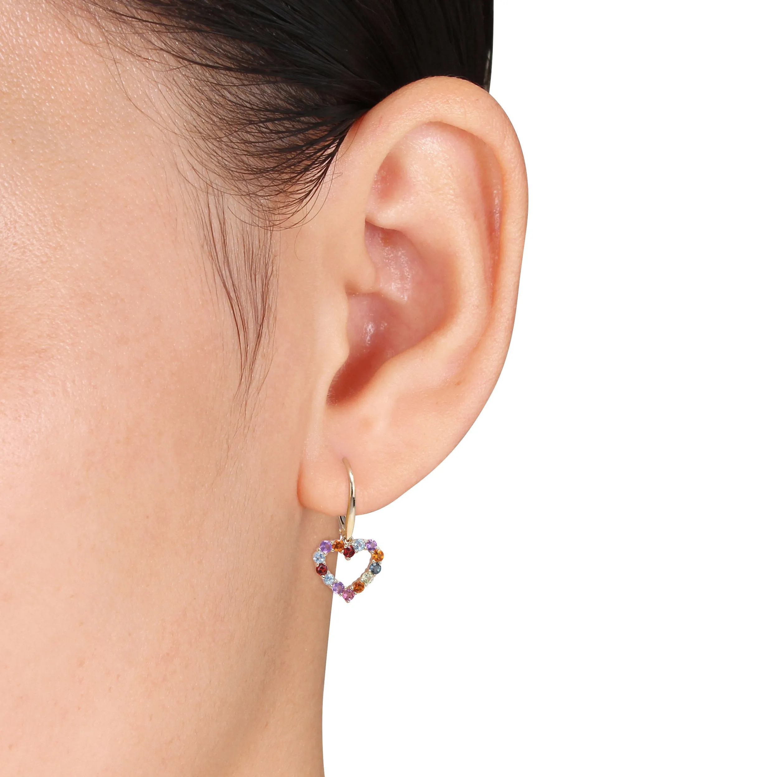 Multi Color Open Heart Earrings