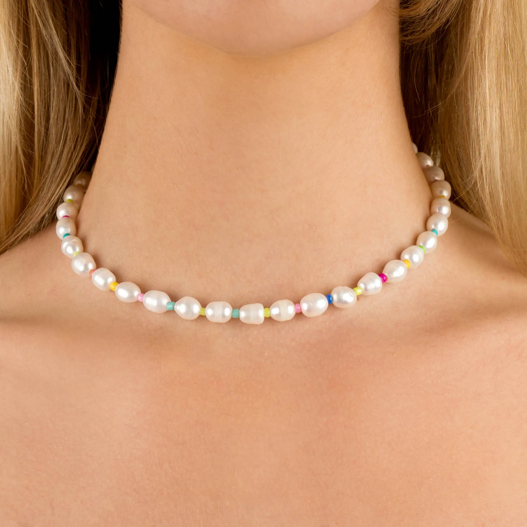 Multi Color Pearl Bead Necklace