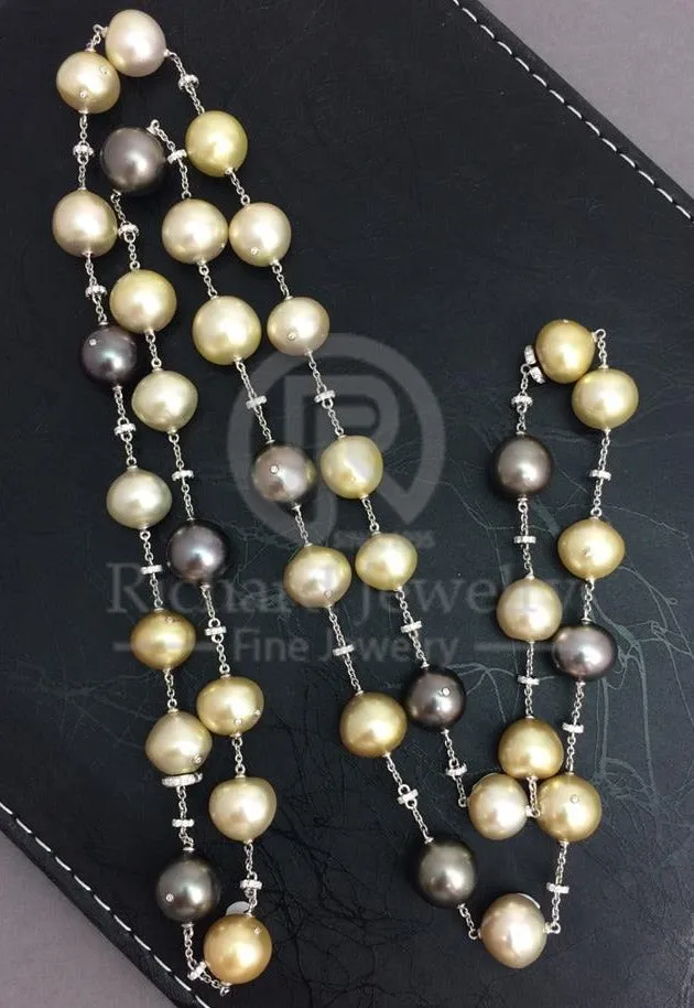 Multi-color Pearl Station Necklace