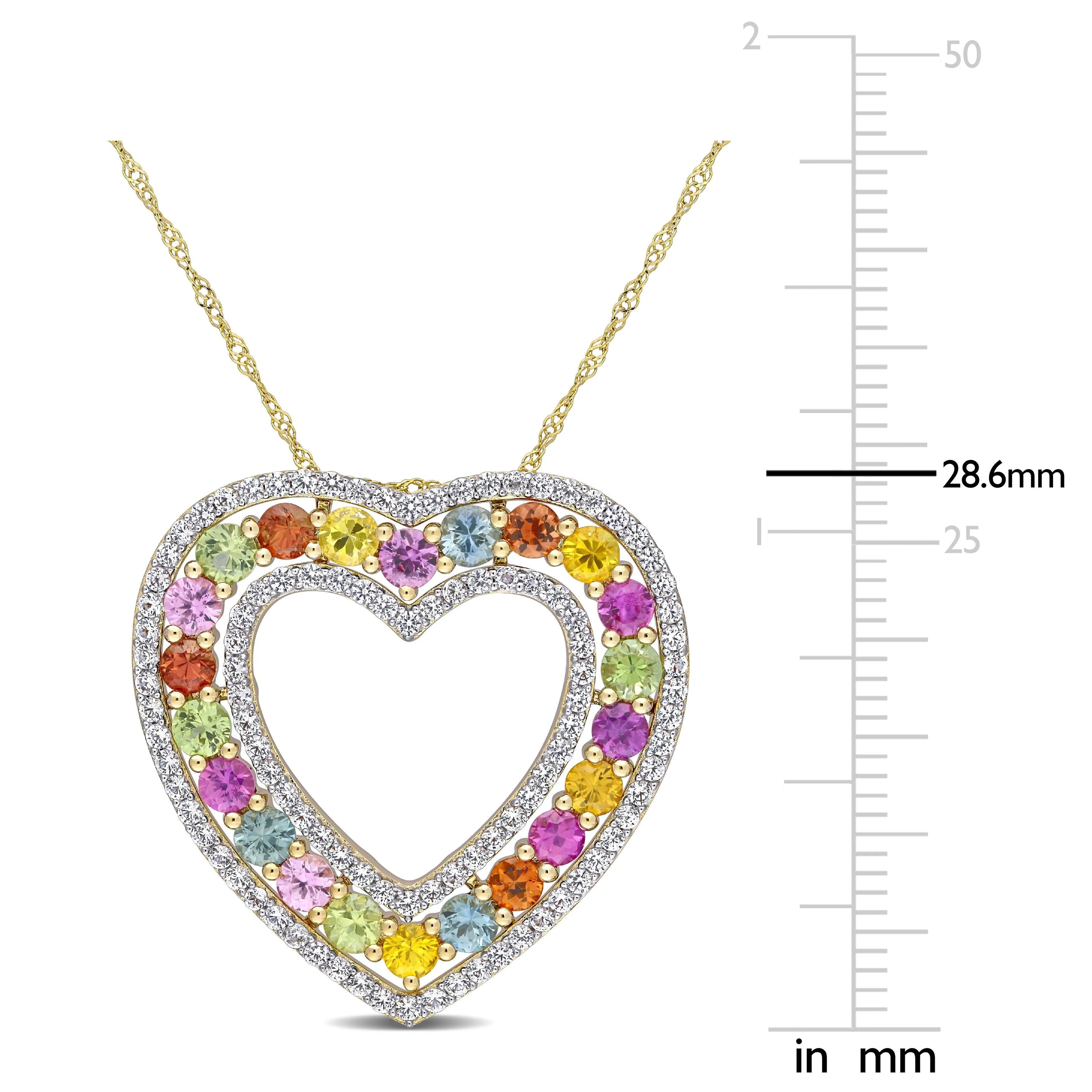 Multi Color Sapphire Heart Necklace