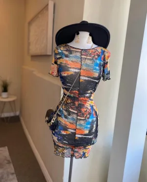 Multi Color Sheer Dress