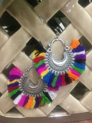 Multi color Silver Chandbali
