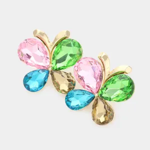 Multi-Color Teardrop Butterfly Pageant Earrings | Prom Earrings |  603259