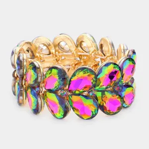 Multi-Color Teardrop Stone Stretch Pageant Bracelet | Multi-Color Bracelet | 558511