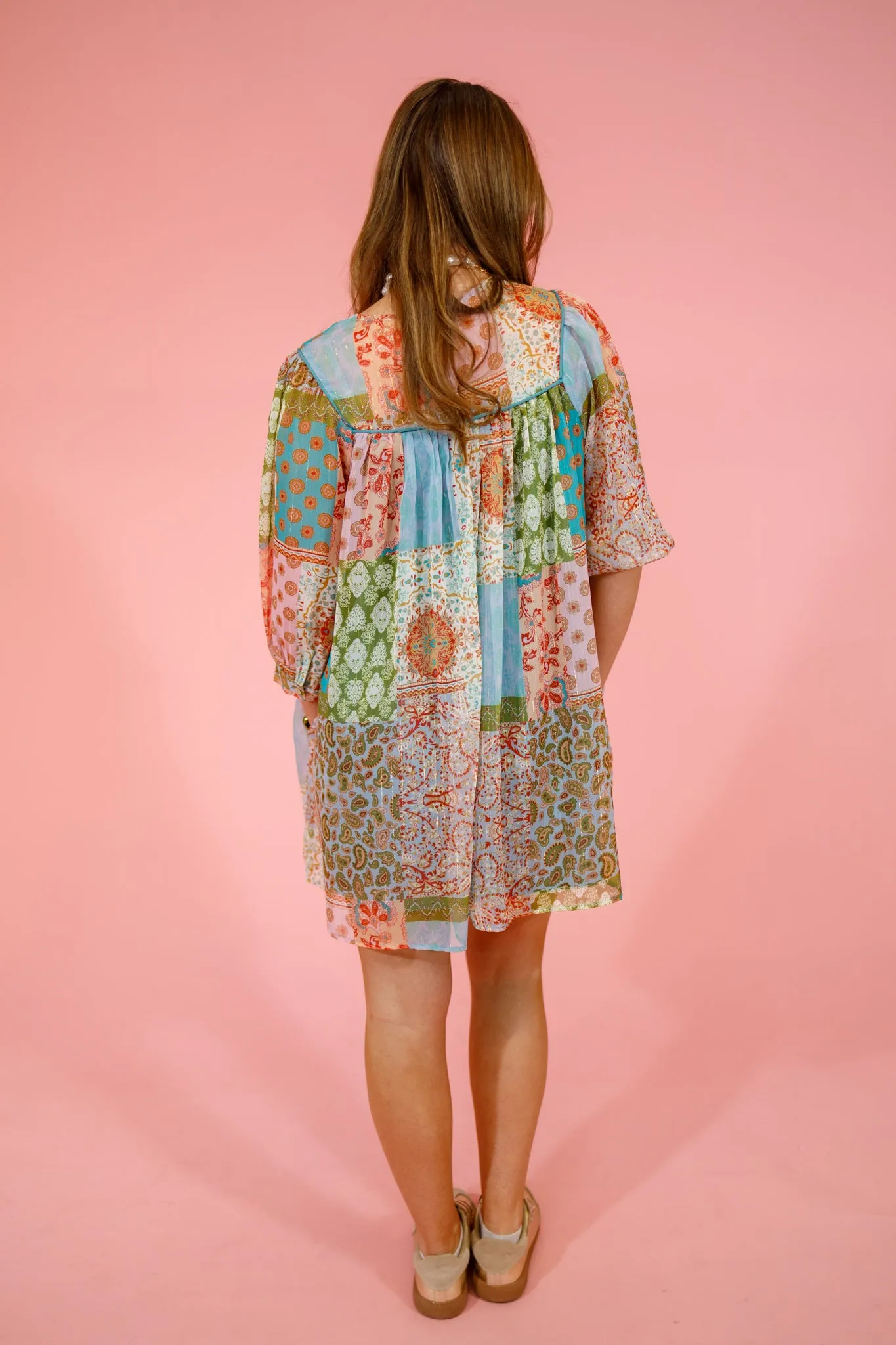 Multi Pattern Color Block Dress