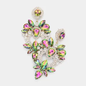 Multi Shape Multi-Color Stone Statement Chandelier Pageant Earrings  | 530342
