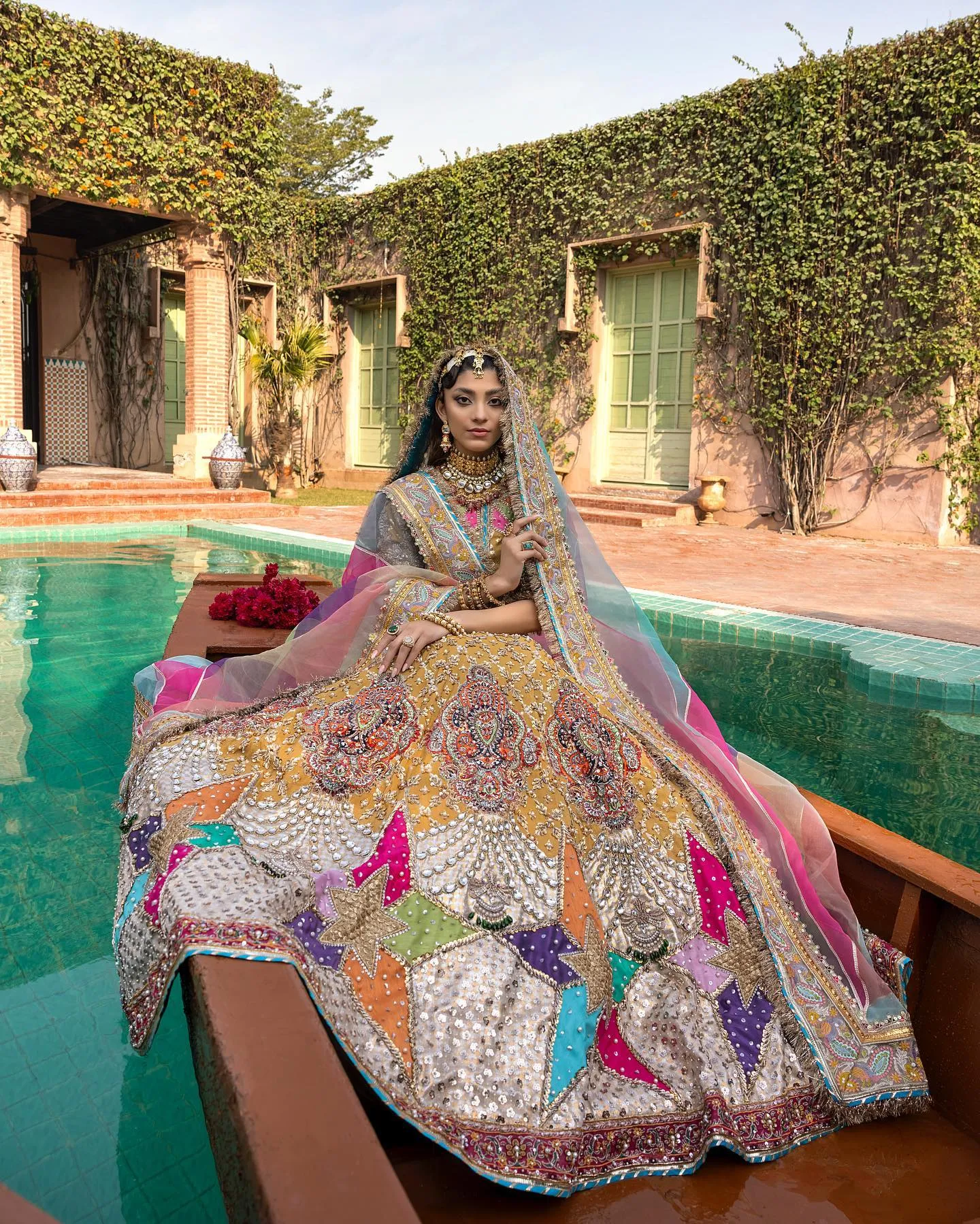 Multicolor Patchwork Lehenga Choli for Indian Bridal Wear