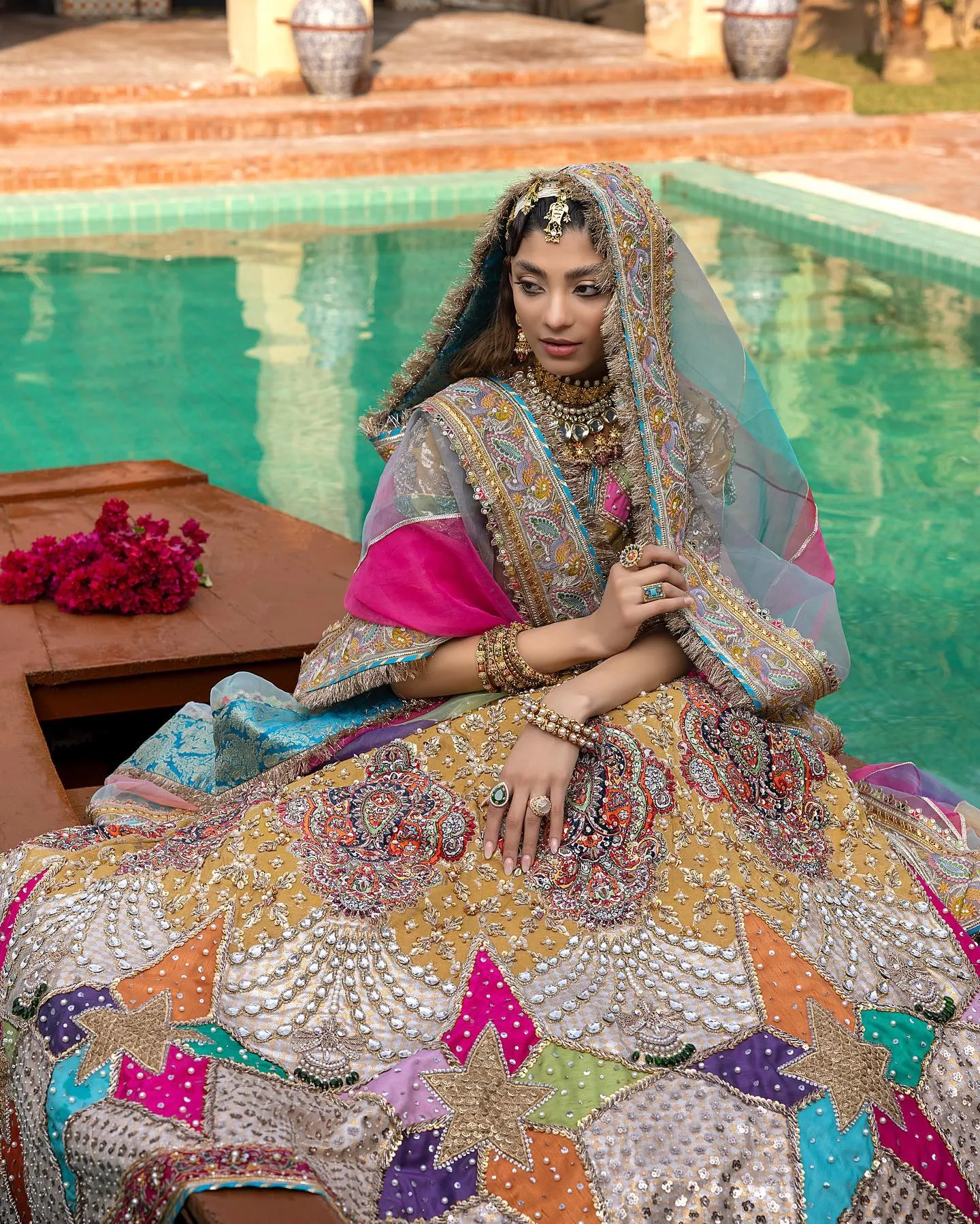 Multicolor Patchwork Lehenga Choli for Indian Bridal Wear