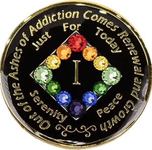 #N35a. NA Black Coin w/ Rainbow Bling (Years 1-45)