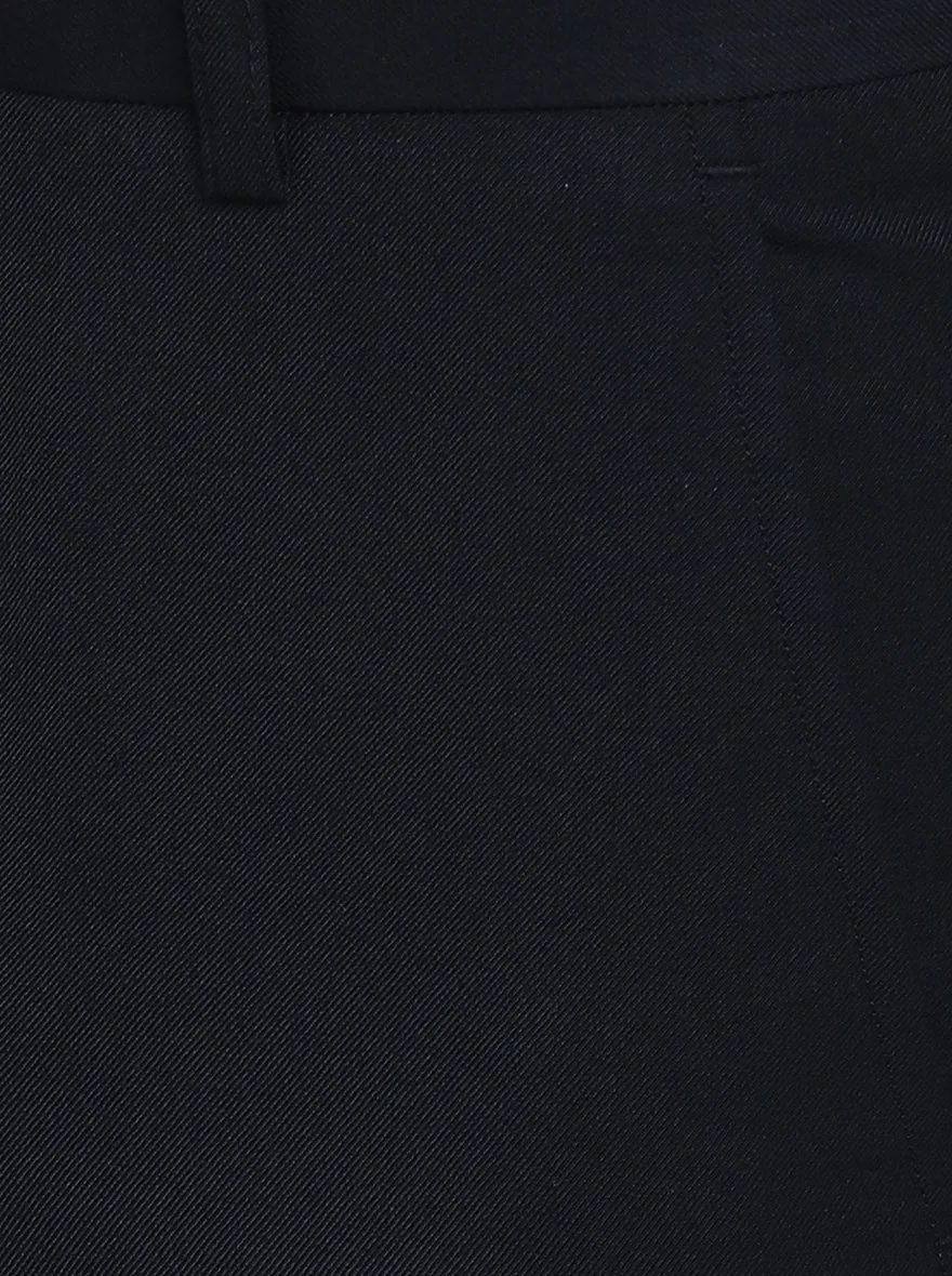 Navy Blue Solid Slim Fit Formal Trouser | Metal