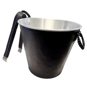 Navy Leather Ice Bucket