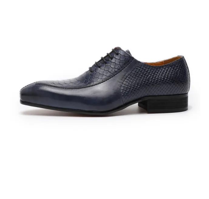 New Summer Business  Oxford Leather  Trend Snake Embossed Cowhide Shoes