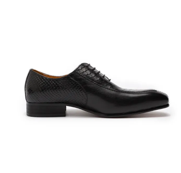 New Summer Business  Oxford Leather  Trend Snake Embossed Cowhide Shoes