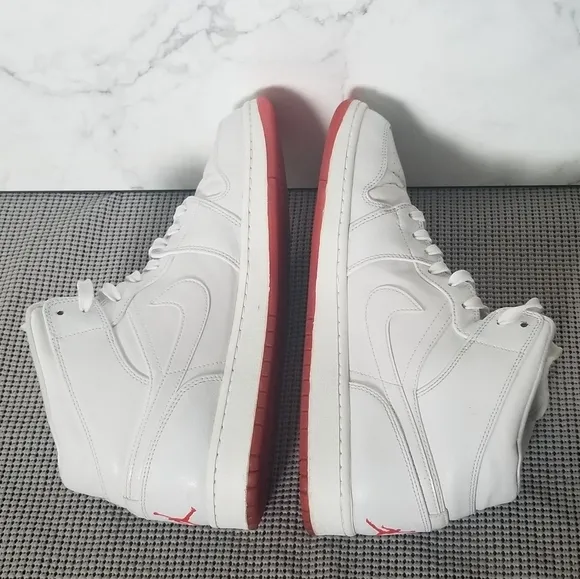 NIKE Air Jordan 1 Mid PREMIUM 'White Infrared Sneakers Shoes Men Size 13