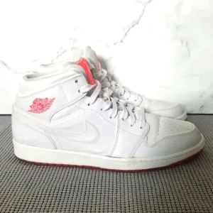 NIKE Air Jordan 1 Mid PREMIUM 'White Infrared Sneakers Shoes Men Size 13
