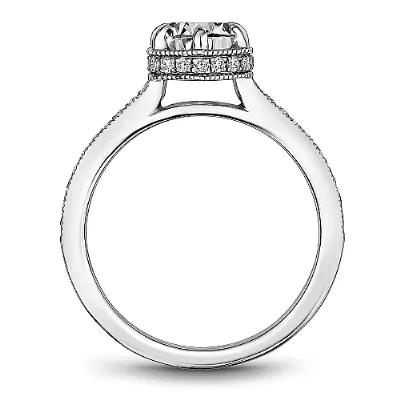 Noam Carver 14kt White Gold 1.00ct Round Halo with Diamond Shoulders