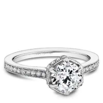 Noam Carver 14kt White Gold 1.00ct Round Halo with Diamond Shoulders