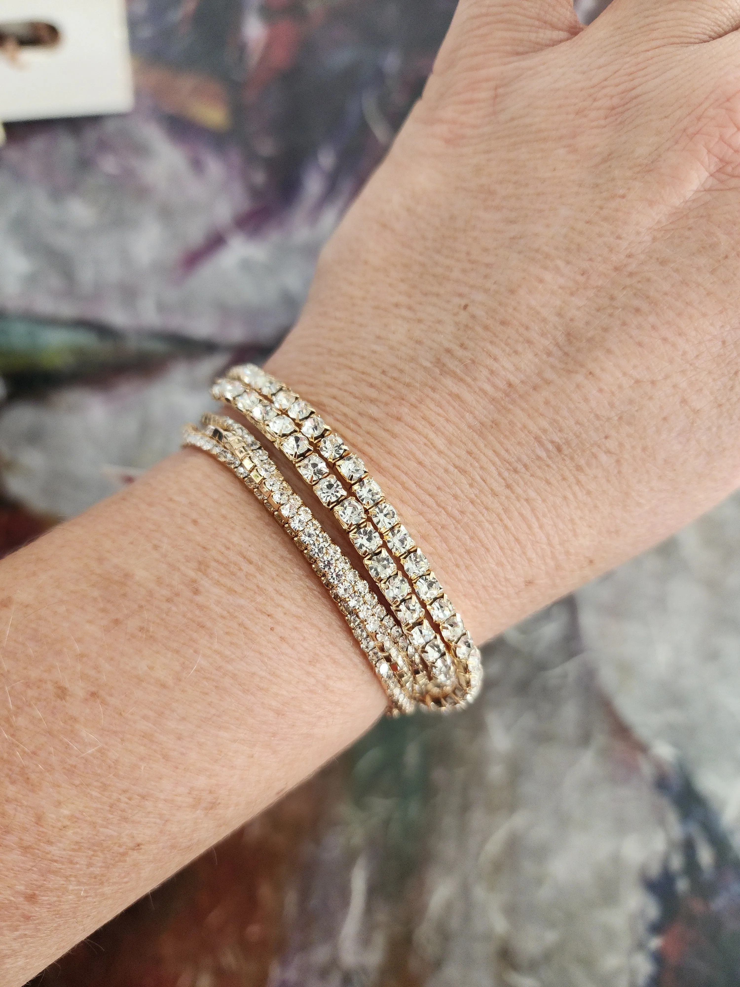Northern Lights crystal strands bracelet set gold *