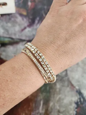Northern Lights crystal strands bracelet set gold *