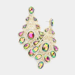 Oversized Multi-Color Crystal Statement Earrings | 529019