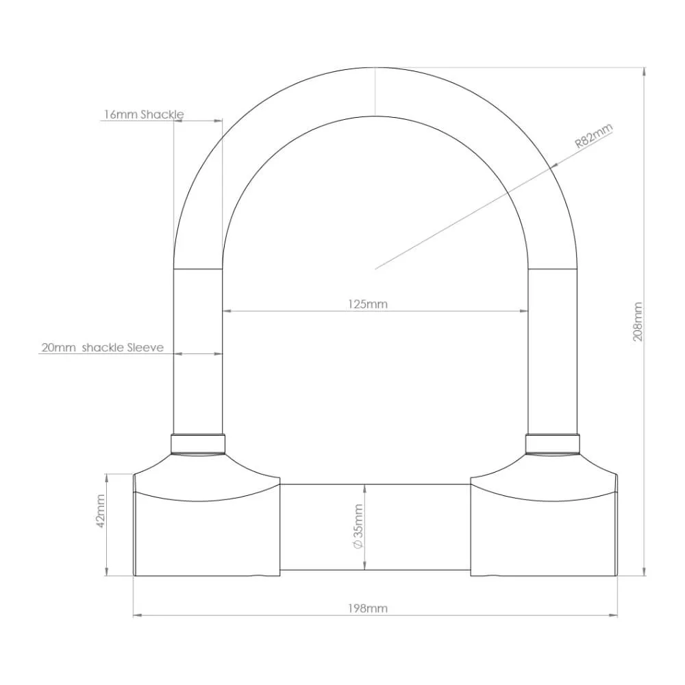 Oxford Alarm-D Shackle Lock 200mm x 196mm x 16mm