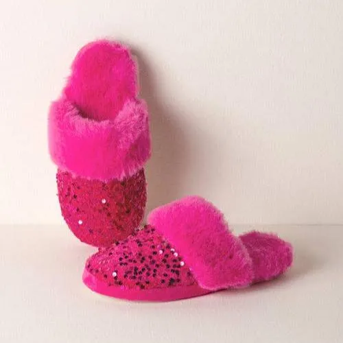Party Night Sequin Slippers | Magenta
