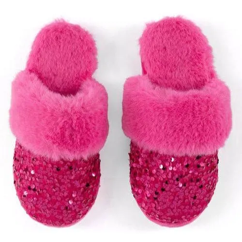 Party Night Sequin Slippers | Magenta