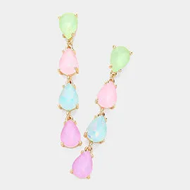 Pastel Multi-Color Multi Teardrop Dangle Pageant Earrings | Headshot Earrings |  621006