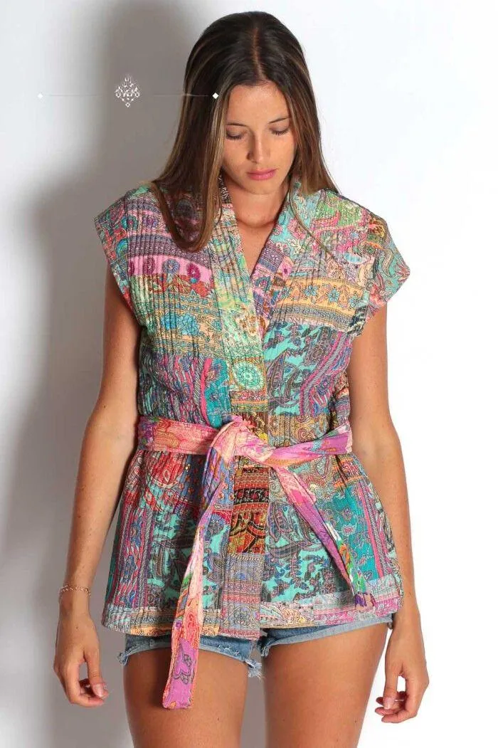 PATCHWORK LONG VEST- MARIPOSA AGRA