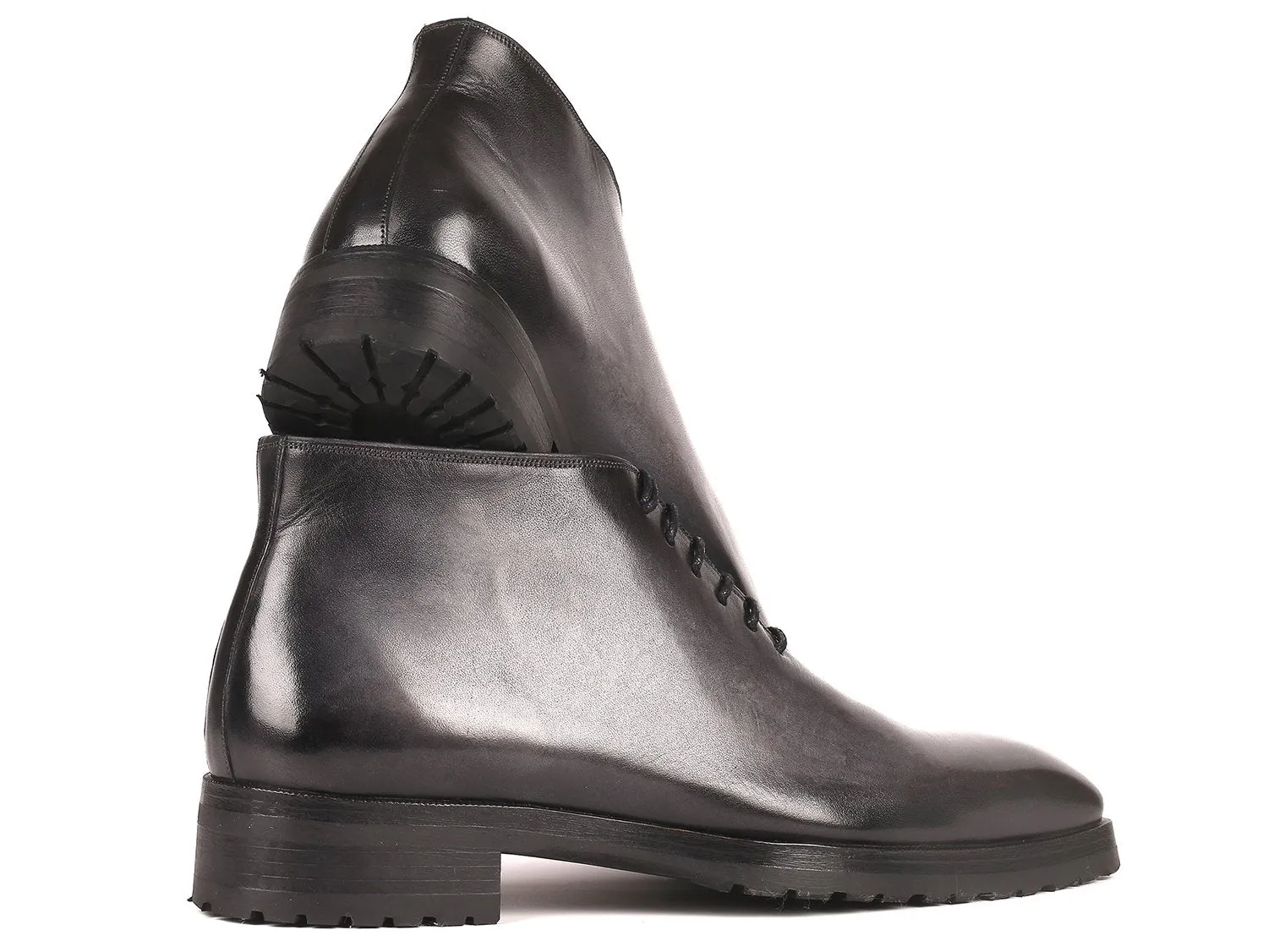 Paul Parkman Men's Ankle Boots in Gray Burnished
