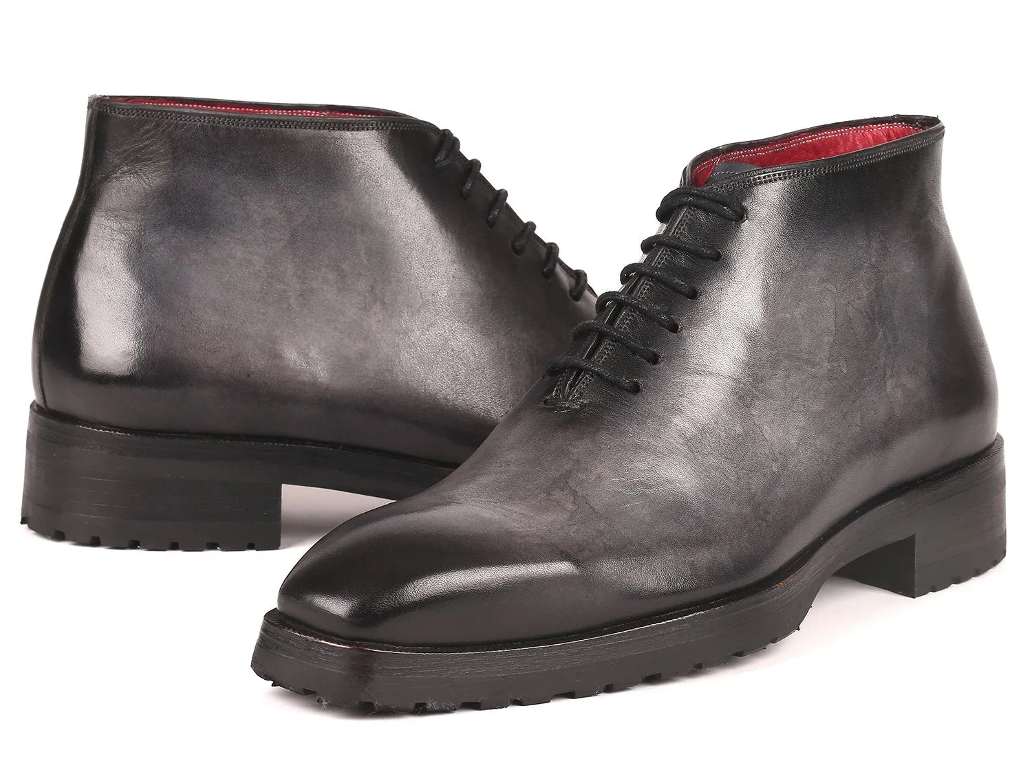 Paul Parkman Men's Ankle Boots in Gray Burnished