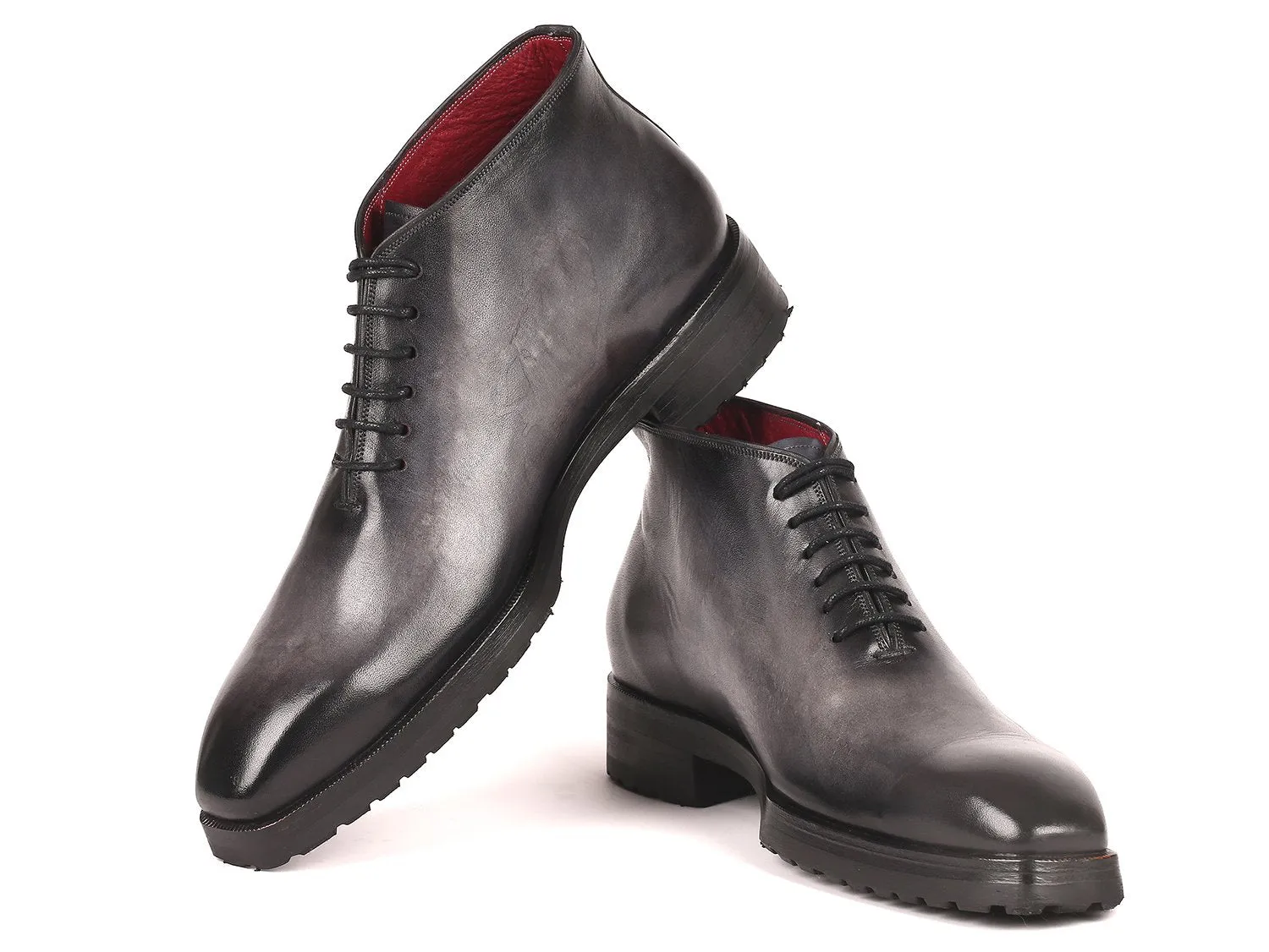Paul Parkman Men's Ankle Boots in Gray Burnished