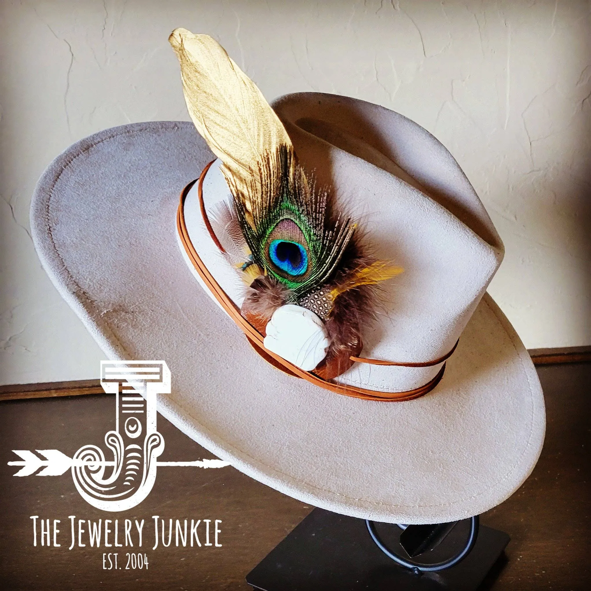 Peacock/Gold Feather w/ Leather Hat Band (Band Only): Multi