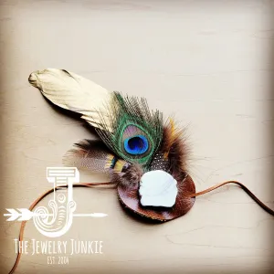 Peacock/Gold Feather w/ Leather Hat Band (Band Only): Multi