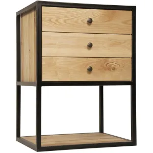 Pearce Side Table, Elm and Black Steel